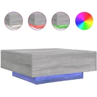 vidaXL Salontafel met LED-verlichting 80x80x31 cm grijs sonoma eiken