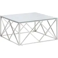 vidaXL Salontafel roestvrijstaal en gehard glas zilverkleurig