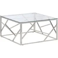vidaXL Salontafel roestvrijstaal en gehard glas zilverkleurig