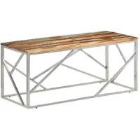 vidaXL Salontafel roestvrij staal en gerecycled hout zilverkleurig