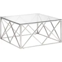 vidaXL Salontafel roestvrijstaal en gehard glas zilverkleurig