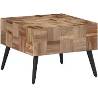vidaXL Salontafel 55x55x40 cm massief gerecycled teakhout grijs