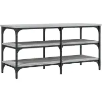 vidaXL Schoenenbankje 100x38,5x49 cm bewerkt hout grijs sonoma