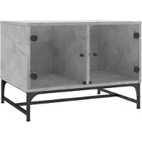 vidaXL Salontafel met glazen deuren 68,5x50x50 cm betongrijs
