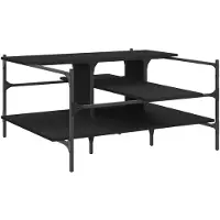 vidaXL - Salontafel - 100x100x48,5 - cm - bewerkt - hout - zwart