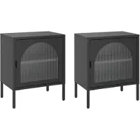 vidaXL Nachtkastjes 2 st 50x35x60 cm glas en staal zwart