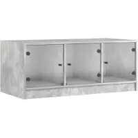 vidaXL Salontafel met glazen deuren 102x50x42 cm betongrijs