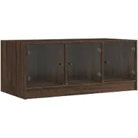 vidaXL Salontafel met glazen deuren 102x50x42 cm bruin eikenkleur