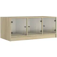 vidaXL Salontafel met glazen deuren 102x50x42 cm sonoma eikenkleurig