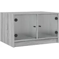 vidaXL Salontafel met glazen deuren 68x50x42 cm grijs sonoma eiken