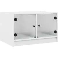vidaXL Salontafel met glazen deuren 68x50x42 cm wit