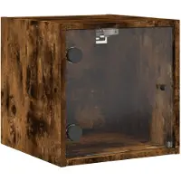 vidaXL Nachtkastje met glazen deur 35x37x35 cm gerookt eikenkleurig