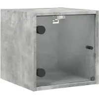 vidaXL Nachtkastje met glazen deur 35x37x35 cm betongrijs