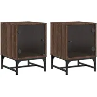 vidaXL Nachtkastjes met glazen deuren 2 st 35x37x50 cm bruineikenkleur