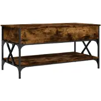 vidaXL Salontafel 100x50x50 cm bewerkt hout en metaal gerookt eiken