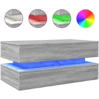 vidaXL Salontafel met LED-verlichting 90x50x40 cm grijs sonoma eiken