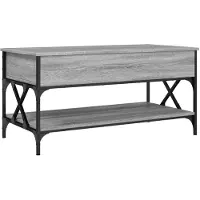 vidaXL Salontafel 100x50x50 cm bewerkt hout en metaal grijs sonoma