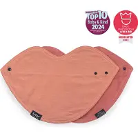 Kipkep 3-in-1 Bib - Sienna - XL spuugdoek, slabber en bandana in 1! - 2 stuks - katoen - dubbellaags - roze - hydrofiel, badstof - halsdoekje