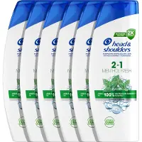 Head & shoulders Menthol Fresh 2-in-1 - Anti-Roos Shampoo - Verfrissende Mentholgeur - Voordeelverpakking 6 x 400 ml