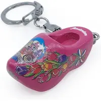 Matix 12 stuks sleutelhanger klomp enkel 4 cm Amsterdam donker roze