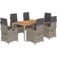 vidaXL 7-delige tuinset met kussens, grijs, polyrotan