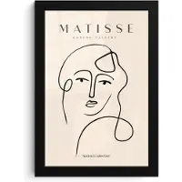 PosterMonkey Poster in lijst - Fotolijst 20x30 cm - Posters - Matisse - Line art - Portret - Vrouw - Vintage - Posterlijst zwart - Decoratie - Wanddecoratie woonkamer - Muurdecoratie slaapkamer