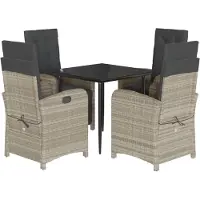 vidaXL 5-delige Tuinset met kussens poly rattan lichtgrijs
