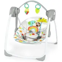 Bright Starts Compact Electric Baby Swing – Animals. 6 Swing Speeds. 10 Songs. 2 Recline Positions