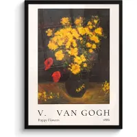 PosterMonkey Poster in lijst - Fotolijst 60x80 cm - Posters - Vincent van Gogh - Poppy Flowers - Kunst - Oude meesters - Posterlijst zwart - Decoratie - Wanddecoratie woonkamer - Muurdecoratie slaapkamer