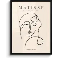 PosterMonkey Poster in lijst - Fotolijst 60x80 cm - Posters - Matisse - Line art - Portret - Vrouw - Vintage - Posterlijst zwart - Decoratie - Wanddecoratie woonkamer - Muurdecoratie slaapkamer