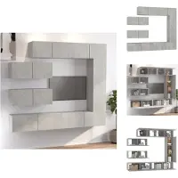 vidaXL Tv-kast - Tv-kasten - Tv-meubel - Hifi-meubel - 7-delige Tv-meubelset bewerkt hout betongrijs