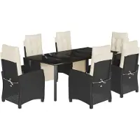 vidaXL 7-delige Tuinset met kussens poly rattan zwart
