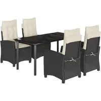 vidaXL 5-delige Tuinset met kussens poly rattan zwart