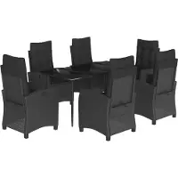 vidaXL 7-delige Tuinset met kussens poly rattan zwart