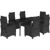 vidaXL 7-delige Tuinset met kussens poly rattan zwart