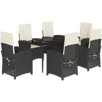 vidaXL 7-delige Tuinset met kussens poly rattan zwart