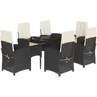 vidaXL 7-delige Tuinset met kussens poly rattan zwart