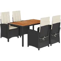 vidaXL 5-delige tuinset met kussens, zwart, van polyrotan
