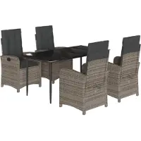 vidaXL 5-delige Tuinset met kussens poly rattan grijs
