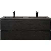 Guido Gusto Badkamermeubel Summer 120cm zwart eiken met zwarte wastafel