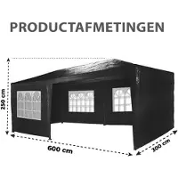Maxx - Partytent feesttent 3x6m - zijwanden - ZWART