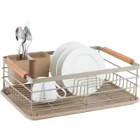 KINGHOFF 1800 - Vaat droogrek - afdruiprek - Staal / kunststof / hout - Beige