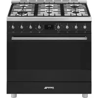 Smeg C9GMMBNLK2 fornuis 6-pits gas fornuizen - kleur mat zwart zuinig energieklasse A - 90 cm breed gasfornuis