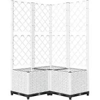 vidaXL Plantenbak met latwerk 80x80x136 cm polypropeen wit