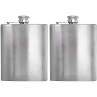 HIXA Heupfles - RVS drinkvles - 200 ml - 2 Stuks - Veldfles - Platvink - Zakflacon - Drankflacon - Zilver