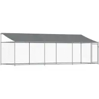 vidaXL Hondenhok met dak en deur 6x2x2 m gegalvaniseerd staal grijs