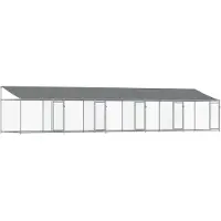 vidaXL Hondenhok met dak en deuren 10x2x2 m gegalvaniseerd staal grijs
