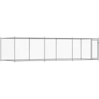 vidaXL Hondenhok met deur 6x2x1,5 m gegalvaniseerd staal grijs