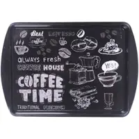Concord Concorde Dienblad/serveer tray Coffee Time - Melamine - zwart - 38 x 24 cm - rechthoekig - Dienbladen