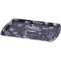 Concord Concorde Dienblad/serveer tray Coffee House - Melamine - zwart - 38 x 24 cm - rechthoekig - Dienbladen